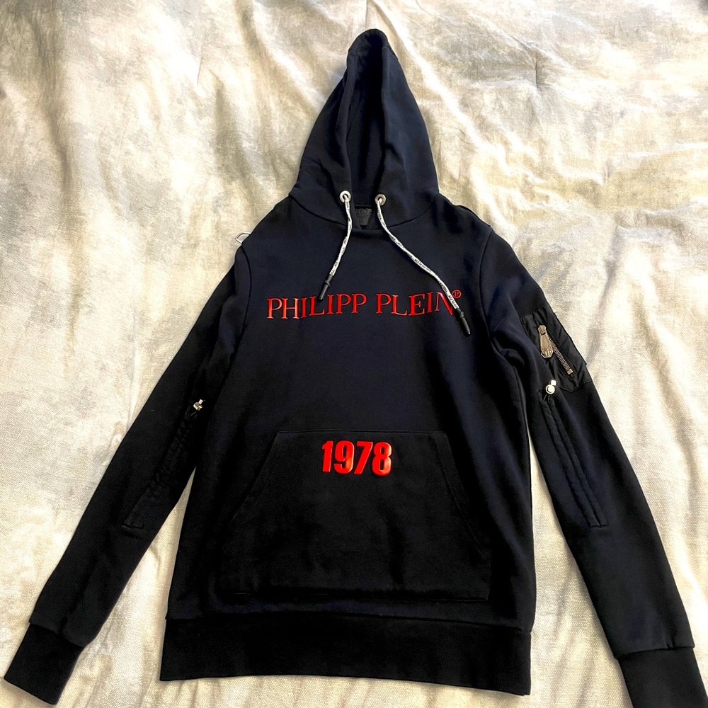 Black And Red Philip Plein Hoodie With zippers included Size: Small   Used